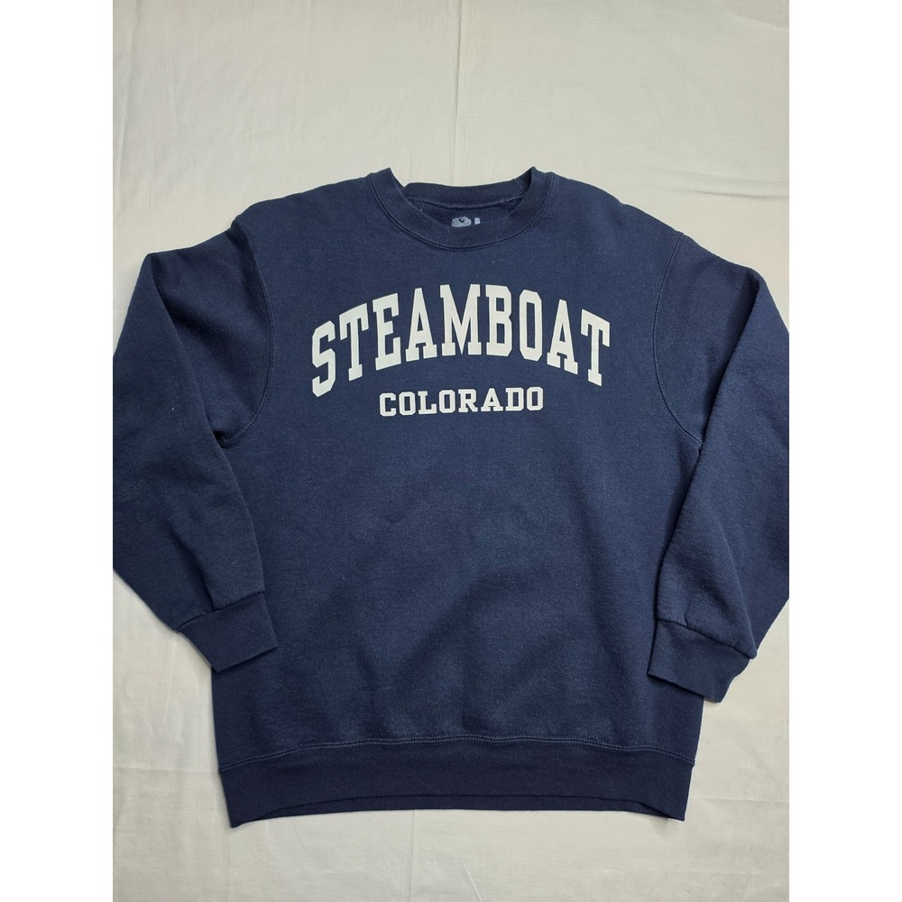 Vintage Fruit of The Loom Best Sweatshirt Mens M Blue Steamboat Colorado Graphic